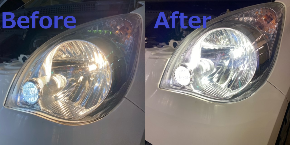 ミラのヘッドライト Ledへ交換しました オートバックス環4泉